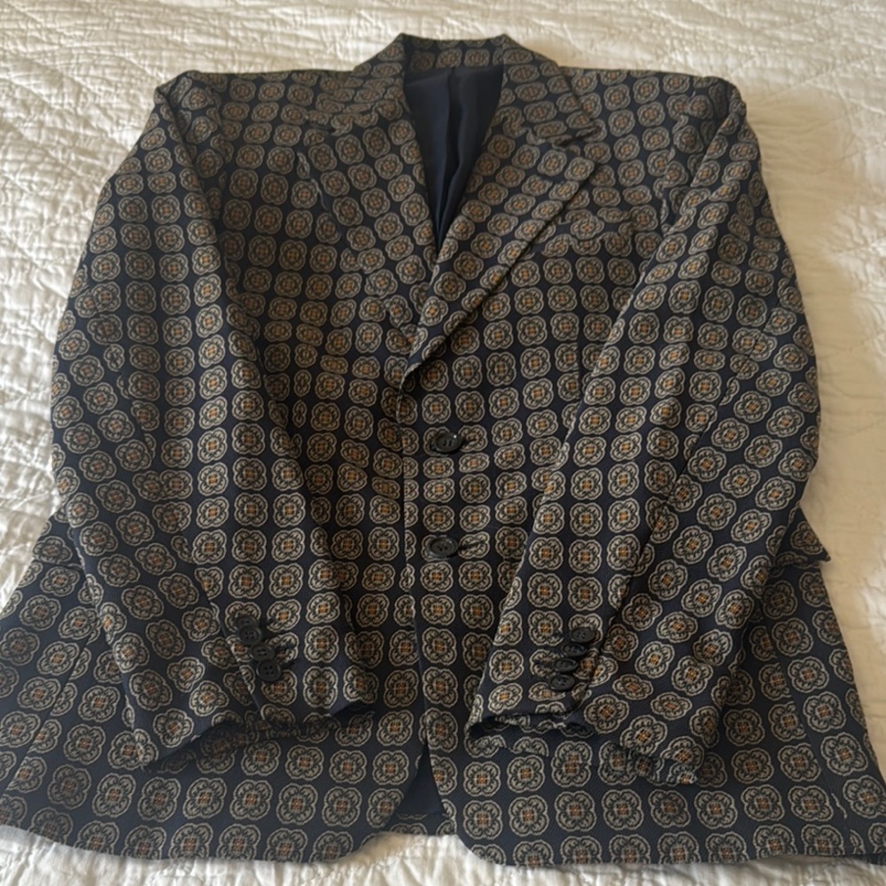 Men's Geometric Pattern Blazer - Black and Gold